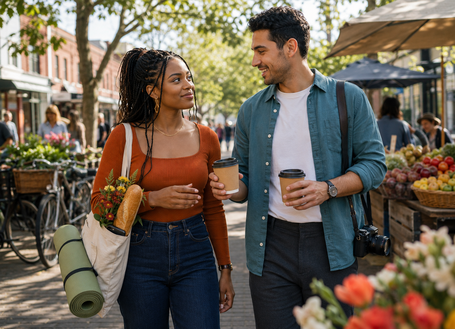 How often should couples see each other shown by a young couple enjoying quality time together while maintaining their own interests.