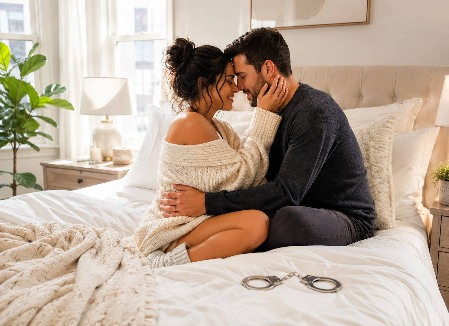 What Is Cuffing Season shown by a couple beginning a romantic relationship during fall as colder weather and autumn dating season arrive.