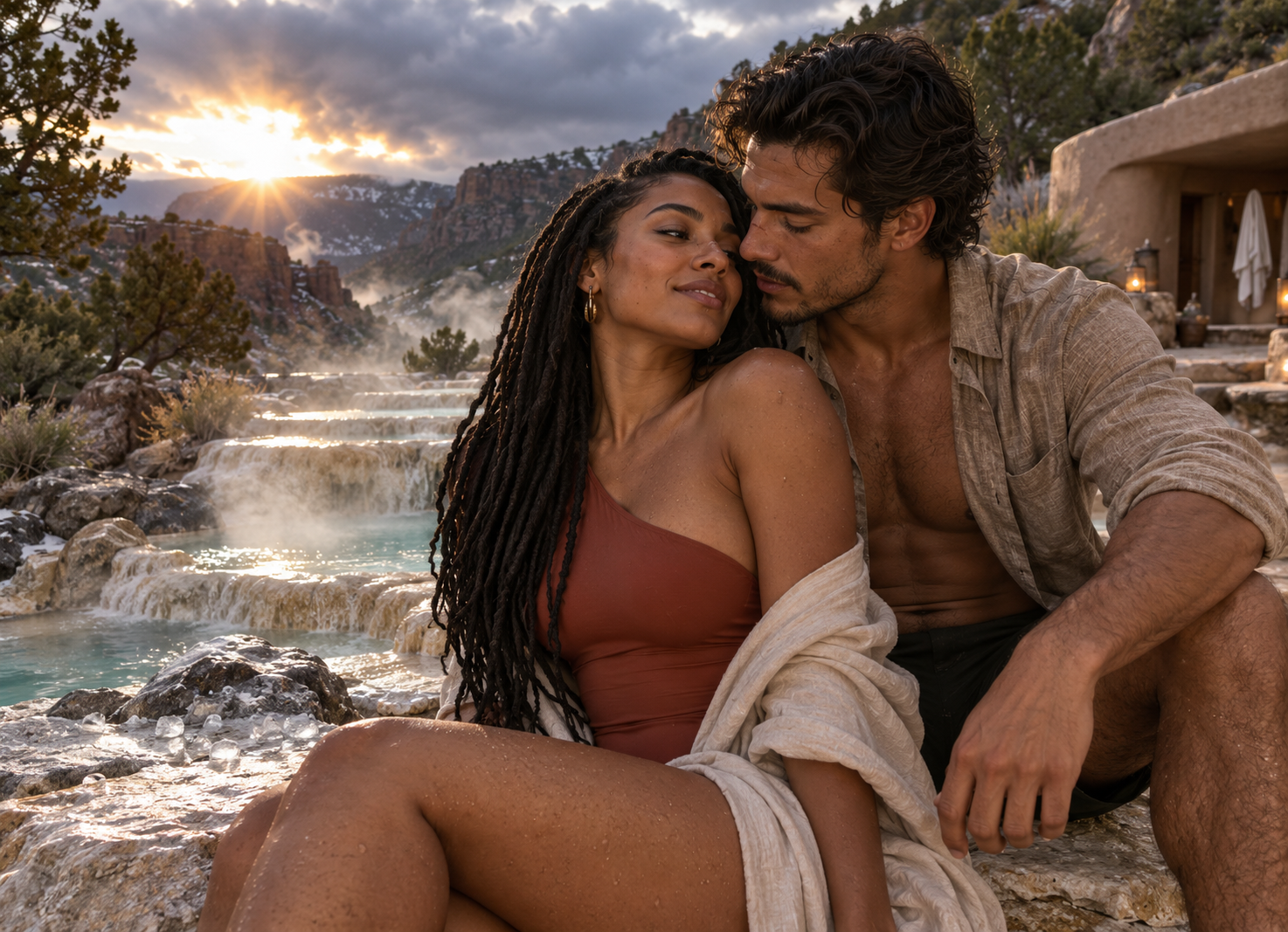 Pheromone-maxxing dating trend shown by a young adult couple experiencing close natural chemistry and attraction through scent and physical proximity.