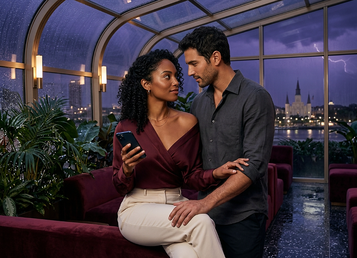 Should couples share phone passwords? Young adult couple discussing trust, phone privacy, and healthy digital boundaries in a relationship.