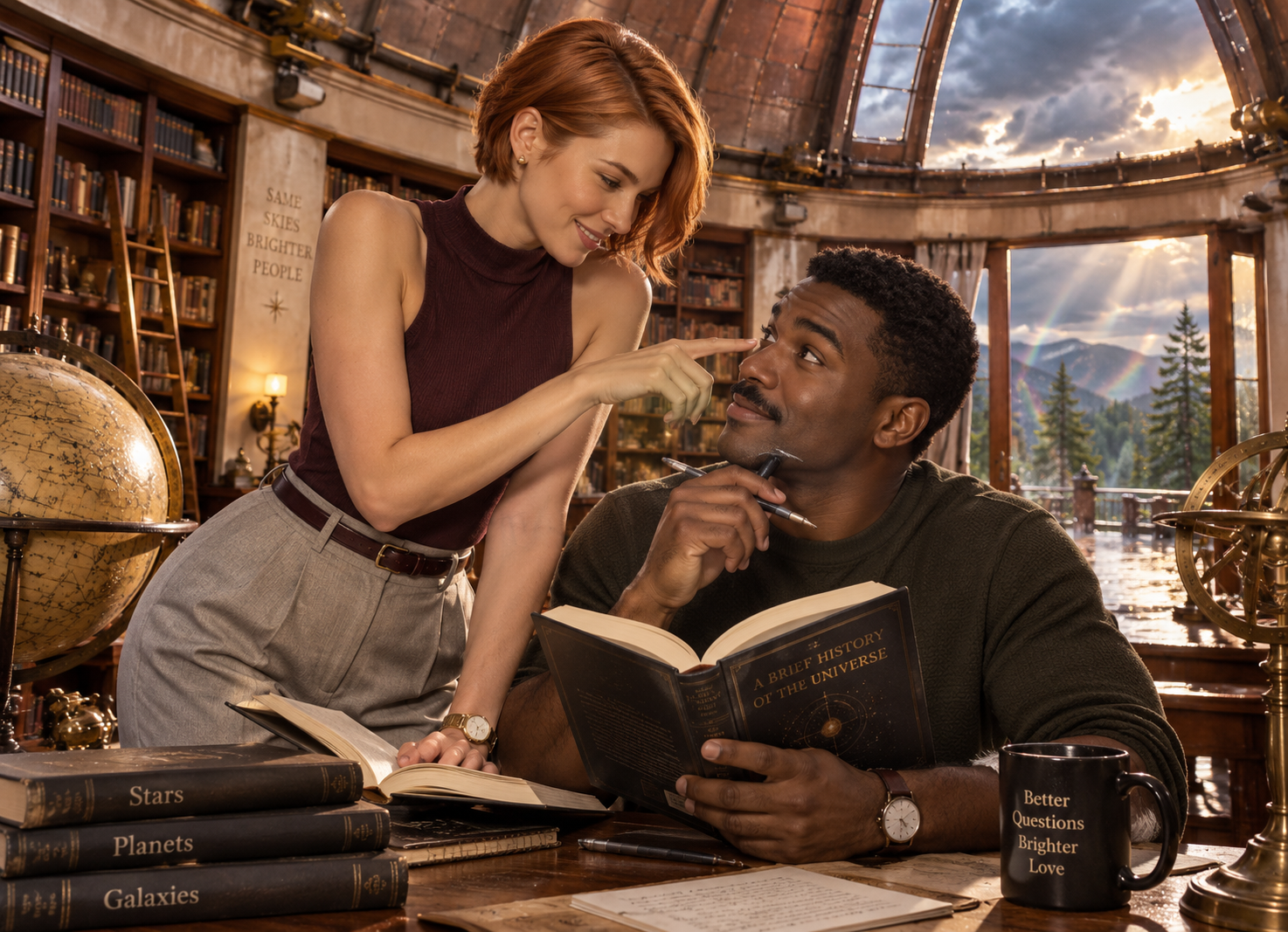Illiterate boyfriend test shown by a young adult couple playfully testing a difficult word while laughing together and questioning intelligence and compatibility in dating.